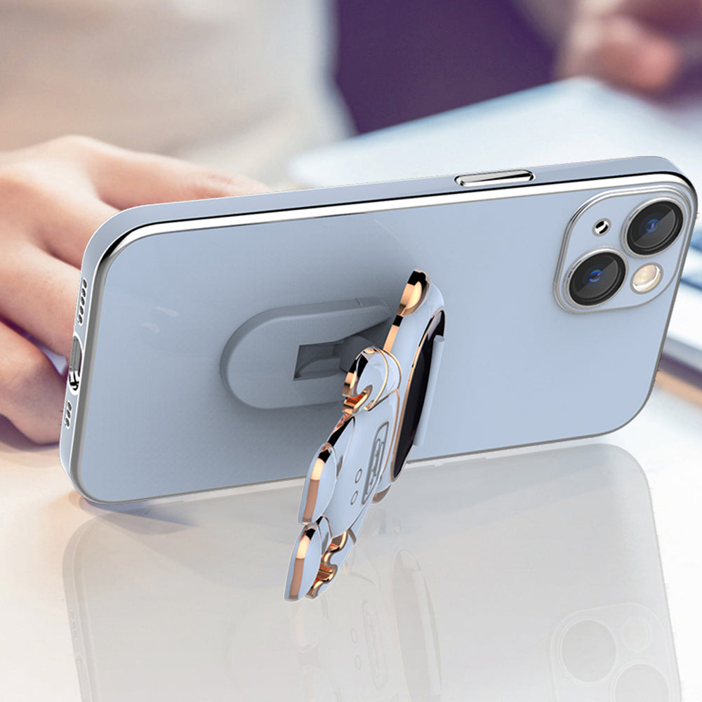 For iPhone 14 Plus Mobile Phone Cover Electroplating Edge Rear Lens Film Phone Case with Astronaut Kickstand For iPhone 14 Plus Mobile Phone Cover Electroplating Edge Rear Lens Film Phone Case with Astronaut Kickstand
